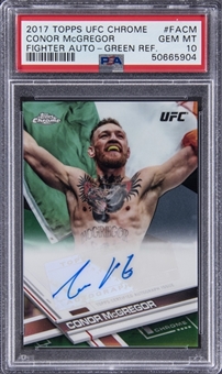 2017 Topps UFC Chrome Fighter Autographs Green Refractor #FA-CM Conor McGregor Signed Card (#03/30) - PSA GEM MT 10